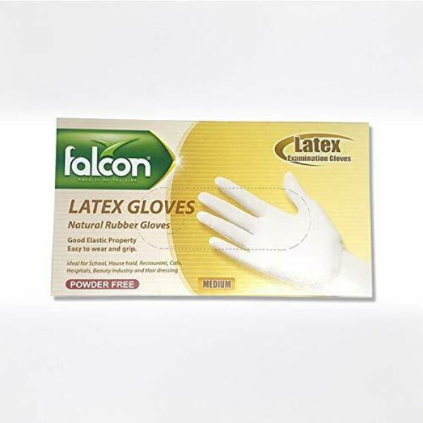 Falcon Latex Gloves (M) Powder Free - 100 Pieces