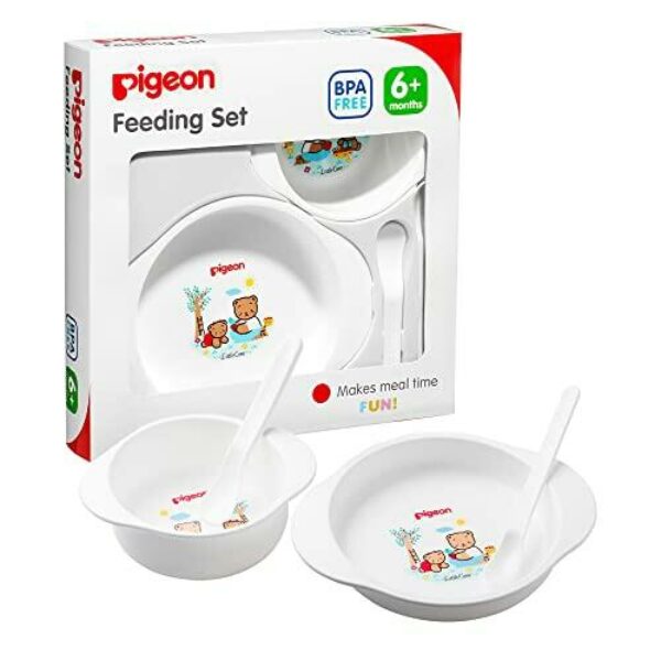 Pigeon, Feeding Set, 1 Cereal Bowl, 1 Soup Bowl, 1 Feeding Spoon, 1 Baby Spoon, Bpa Free