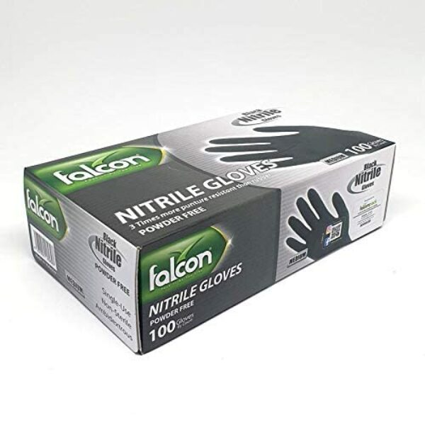 Falcon Nitrile Gloves Powder Free (Medium) black