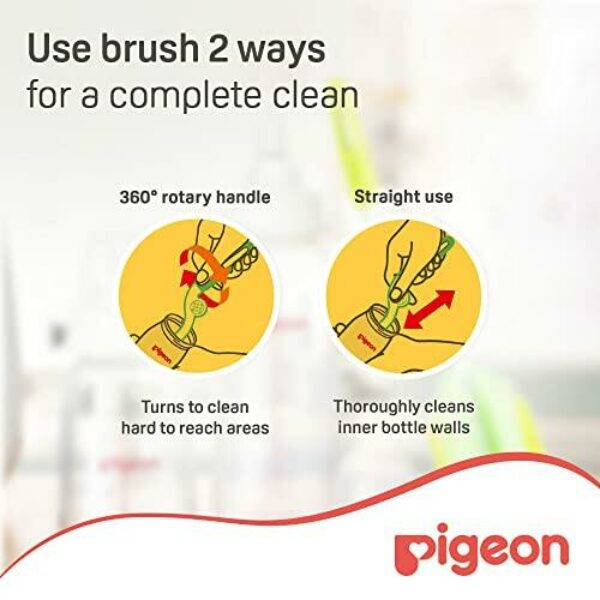 Pigeon 2 Way Sponge Brush, 360 Degree Rotary Handle And Straight Use, Good Quality Plastic, Multicolor