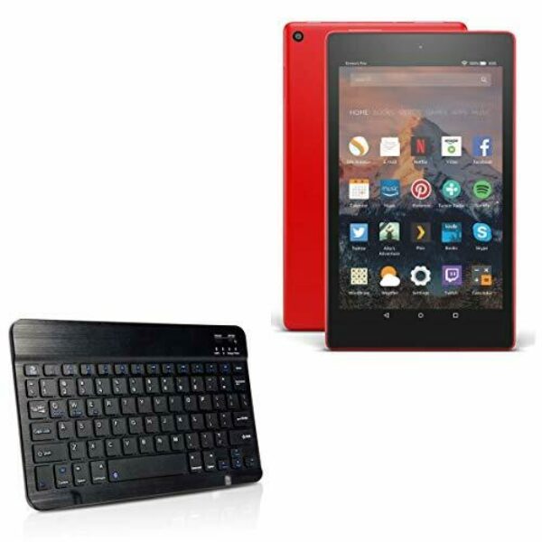 Keyboard for Amazon Fire HD 8 (7th Gen 2017) (Keyboard by BoxWave) - SlimKeys Bluetooth Keyboard, Portable Keyboard with Integrated Commands for Amazon Fire HD 8 (7th Gen 2017) - Jet Black