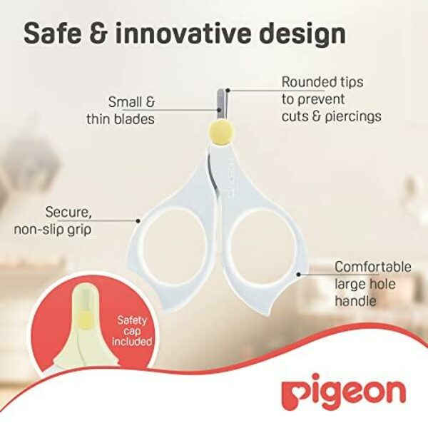 Pigeon Safety Nail Scissors, With Cap, Extra Small, For Newborn Babies, Bpa Free