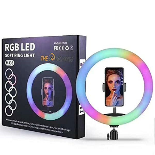 The Mohrim MJ33 RGB LED Soft Ring Light 26CM With Phone Holder