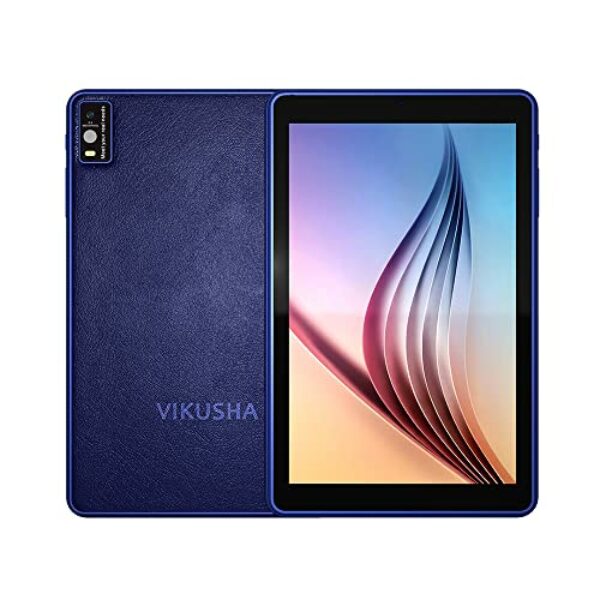 Vikusha 8inch FHD Kids/Student Smart Wifi Tablet V-N5 - Leather Back Case 11.0 Android Tab With 128GB Extension,Quad-Core CPU,Bluetooth,WIFI,Chatterkid App Supported Tablet PC(Gem Blue)