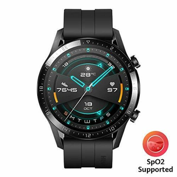 HUAWEI Watch GT 2 2019 Bluetooth Smart Watch, Sport GPS 14 Days Working Fitness Tracker, Blood Oxygen Monitor Heart Rate Tracker Waterproof for Android and iOS, 46mm, Matte Black