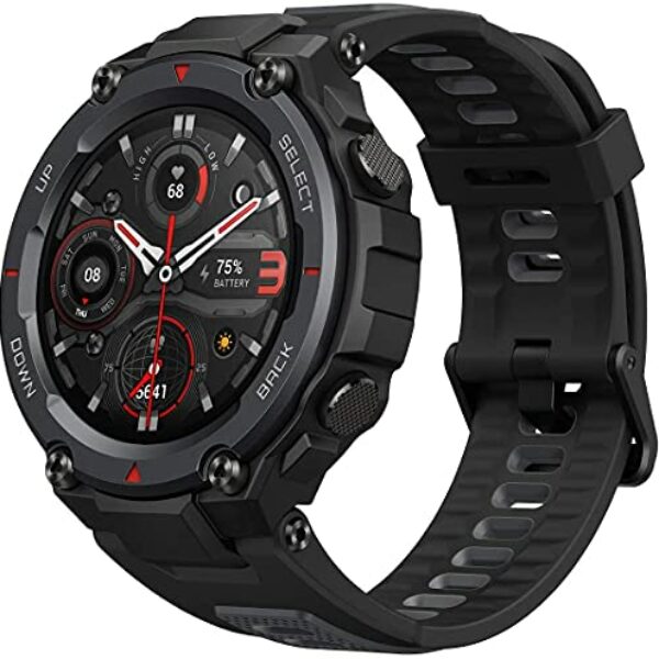 Amazfit T-Rex Pro Smartwatch Fitness Watch With Built-In Gps, Military Standard Certified, 18 Day Battery Life, Spo2, Heart Rate Monitor, 100+ Sports Modes, 10 Atm Waterproof, Music Control, Black