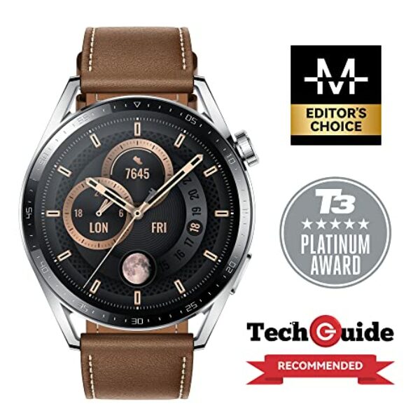 Huawei Watch Gt 3 46 Mm Smartwatch, Durable Battery Life, All-Day Spo2 Monitoring,Bluetooth Calling, Brown