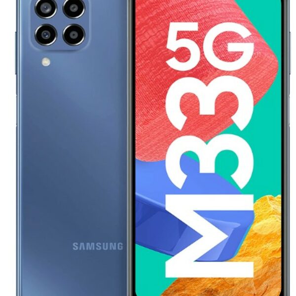 SAMSUNG Galaxy M33 5G Cellular Phone with 6000mAh Battery (8GB RAM/128GB Storage, Deep Ocean Blue)